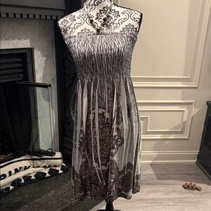 Ingear Boho Halter Dress in Gray and Black